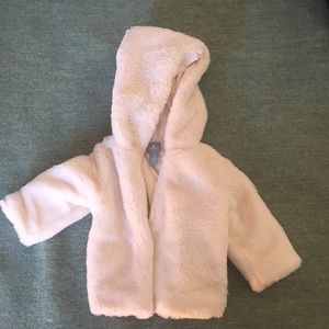 Gap cream colored fur coat